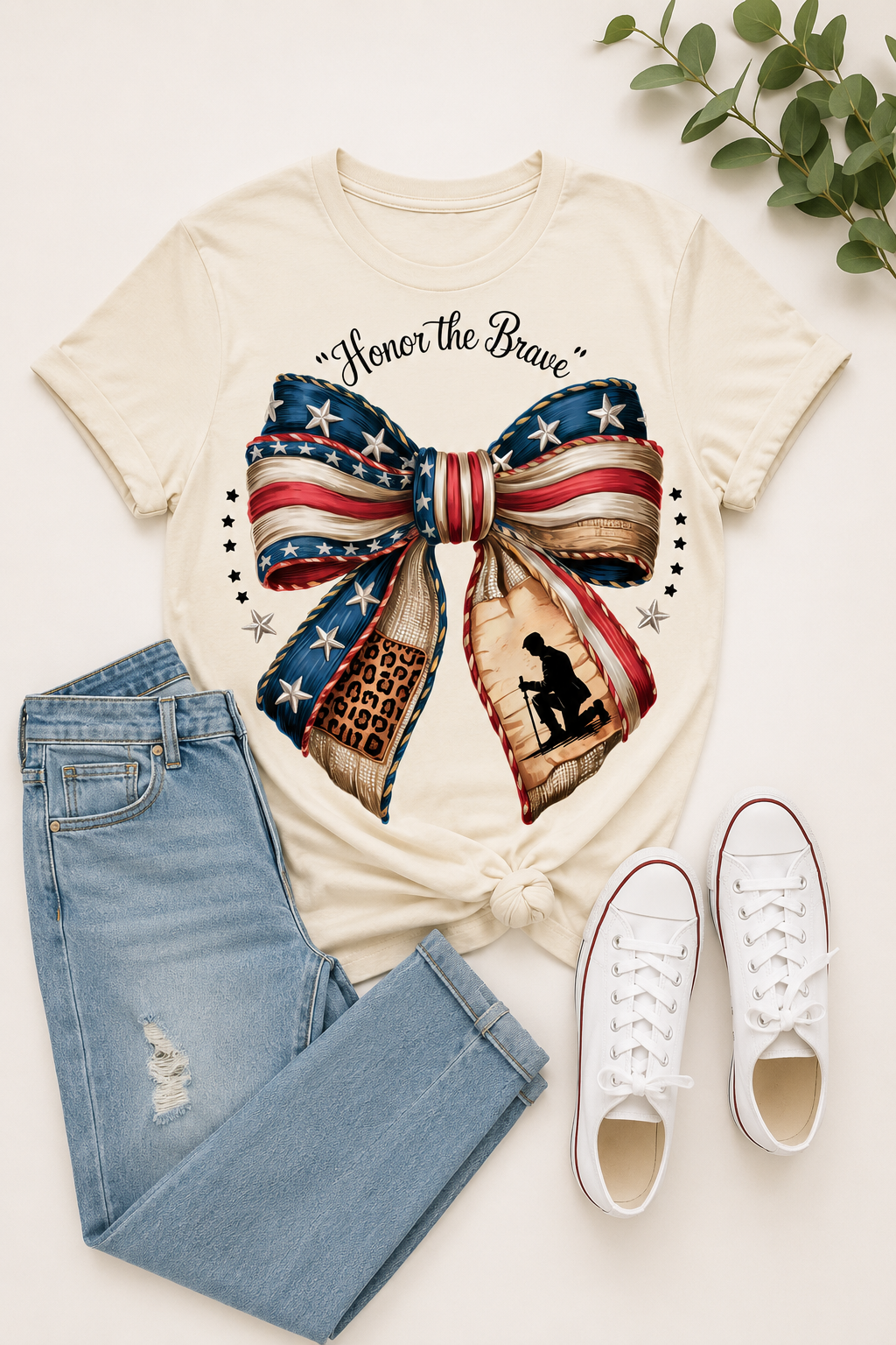 Honor the Brave Patriotic Bow Tee