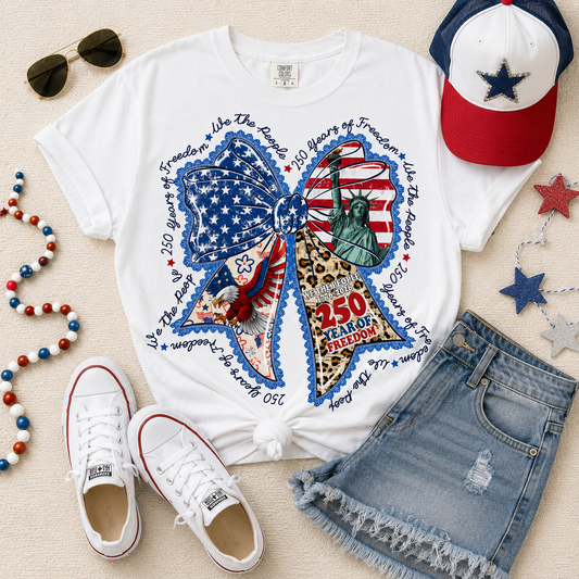 250 Years of Freedom Patriotic Bow Tee